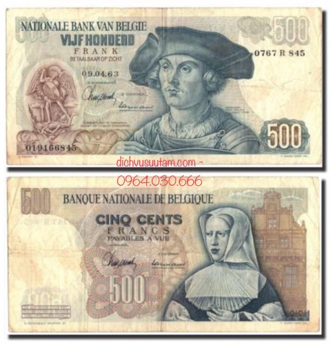 Tiền xưa Vương quốc Bỉ 500 francs 1971
