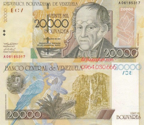 Tiền xưa Venezuela 20000 bolivares