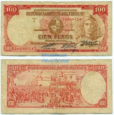 Tiền xưa Uruguay 100 pesos 1939
