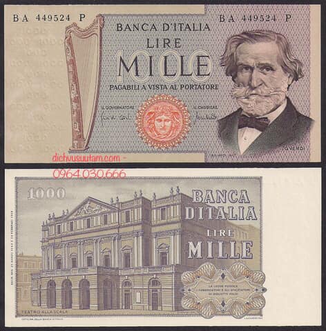 Tiền xưa Cộng hòa Ý 1000 lire