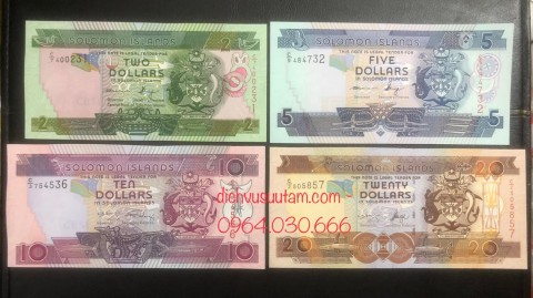 Bộ tiền quần đảo Solomon 4 mệnh giá khác nhau