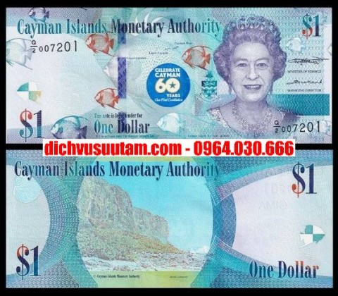 Tiền Cayman Islands 1 dollar kỷ niệm 60 năm hiến pháp