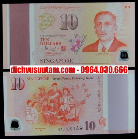 Tiền Singapore 10 dollars polymer kỷ niệm