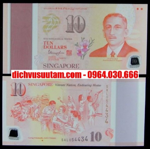 Tờ tiền 10 dollars Singapore polymer kỷ niệm