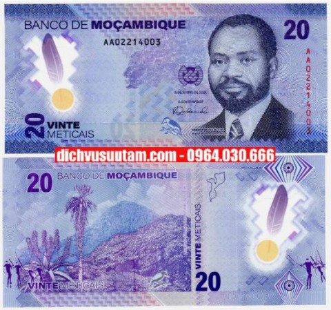 Tiền Mozambique 20 meticais polymer 2024