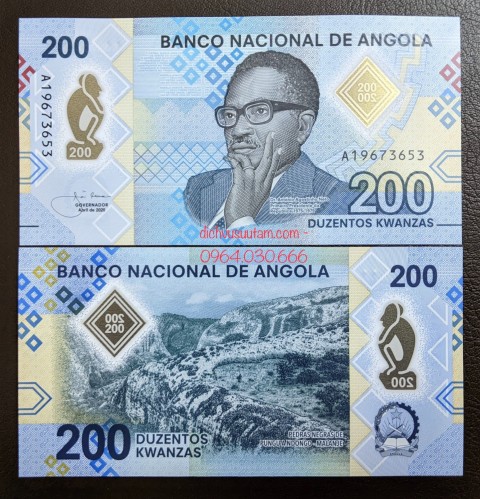 Tiền Cộng hòa Angola 200 kwanzas polymer
