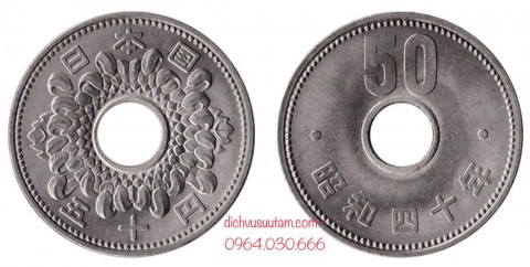 Đồng xu 50 yên Nhật Bản Showa 1959 - 1966, tặng kèm hộp bảo quản sang trọng