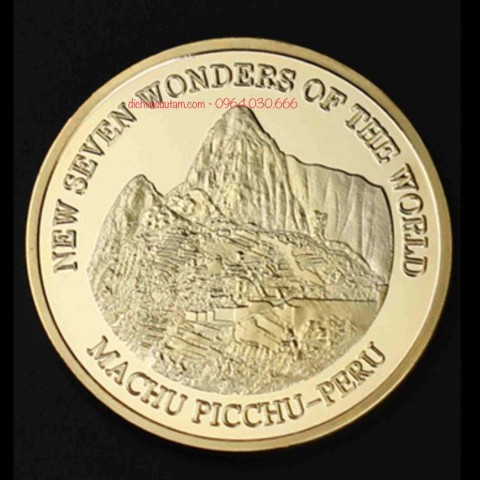 Đồng xu Đền Machu Picchu - PERU mạ vàng, được công nhận là 1 trong 7 kỳ quan thế giới 2007, có hộp bảo quản sang trọng