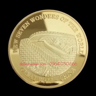 Đồng xu Vạn Lý Trường Thành - TRUNG QUỐC mạ vàng, được công nhận là 1 trong 7 kỳ quan thế giới 2007, có hộp bảo quản sang trọng