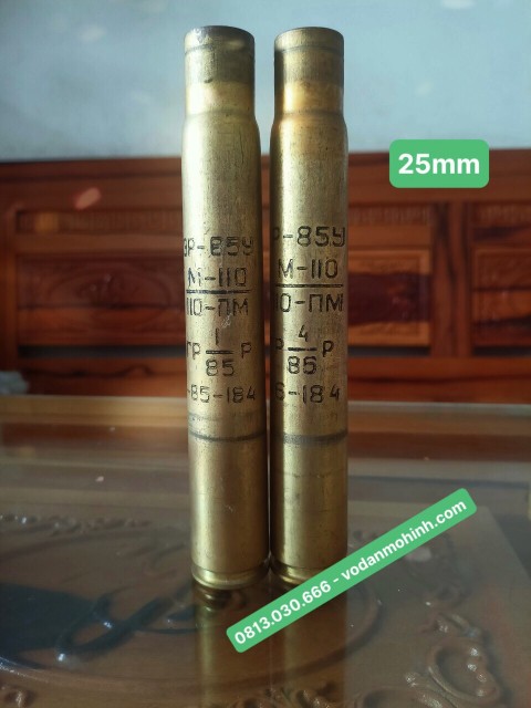 Mô hình vỏ đạn 25mm (có đầu nguyên bản hoặc đầu gỗ chế, có đánh bóng làm mới)