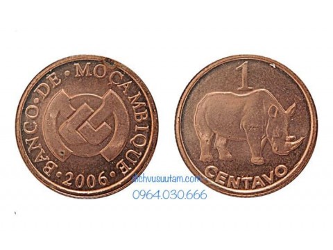 Đồng xu Cộng hòa Mozambique 1 centavo con tê giác 15mm