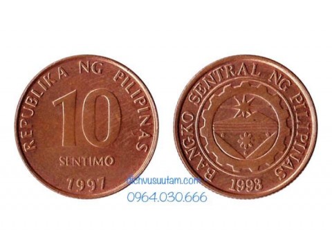 Đồng xu Philippines 10 sentimo 17mm