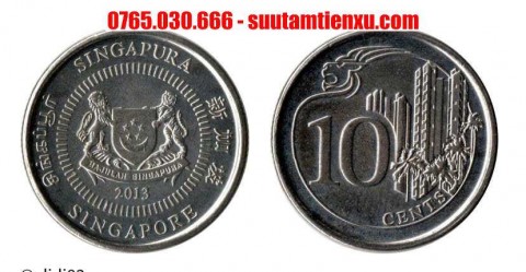 Xu 10 cents Singapore phiên bản mới 18,5mm