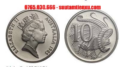 Xu Úc 10 cent nữ hoàng Elizabeth II trung 23,6mm