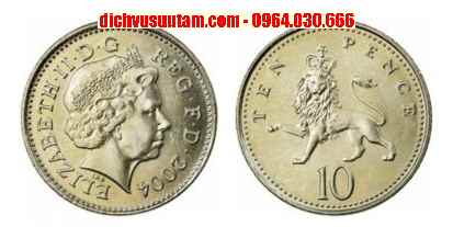 Đồng xu 10 pence Anh 28,5mm sưu tầm