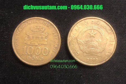 01 Xu 1000 đồng Việt Nam năm 2003 phong thủy sưu tầm