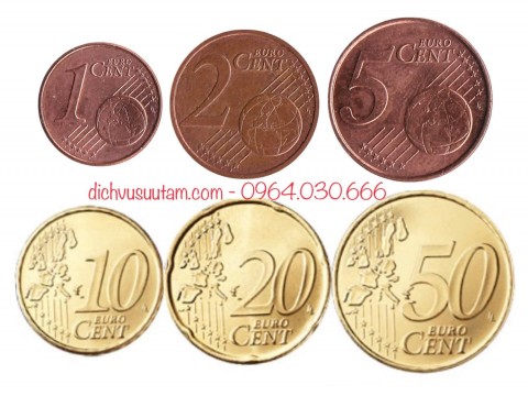 Bộ xu Euro 6 mệnh giá khác nhau