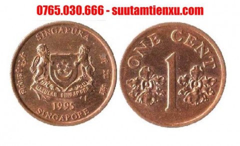 Đồng xu 1 cent Singapore phiên bản cũ 15,9mm