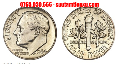 Đồng xu 1 dime Mỹ Tổng thống Franklin D. Roosevelt