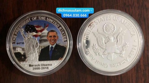 Đồng xu kỷ niệm Tông Thống Barack Obama màu bạc