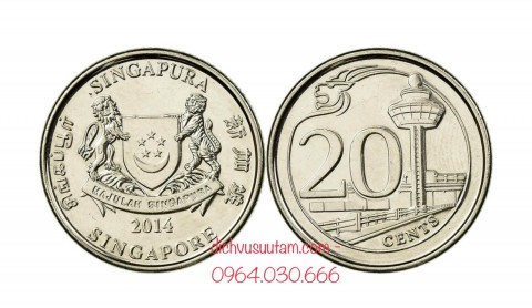 Xu Singapore 20 cents phiên bản mới 21mm