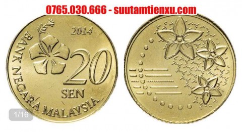 Xu Malaysia 20 sen phiên bản mới 20,6mm