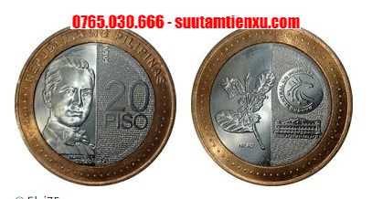 Đồng xu 20 pesos Philippines 2 thành phần 30mm