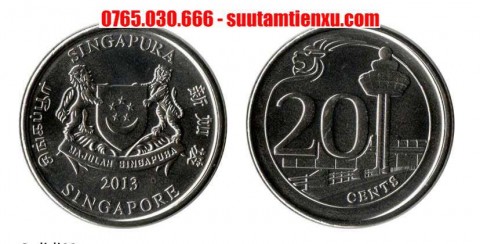 Xu 20 cents Singapore phiên bản mới 21mm