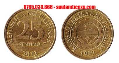 Đồng xu 25 sentimo Philippines phiên bản cũ 20mm