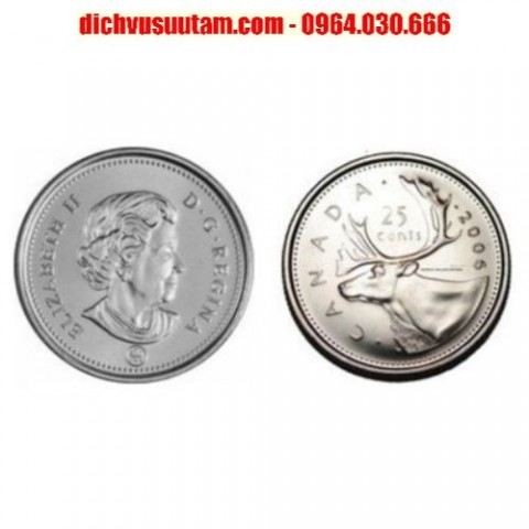 Xu 25 cents Canada 23,88mm sưu tầm