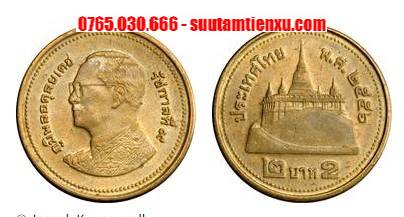 Tiền xu Thái Lan 2 baht vua Rama IX 21,75mm