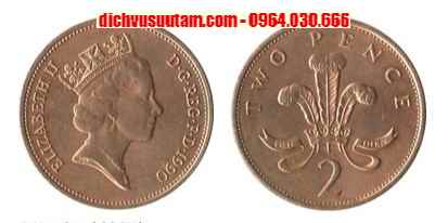 Xu Vương quốc Anh 2 pence 25,9mm sưu tầm