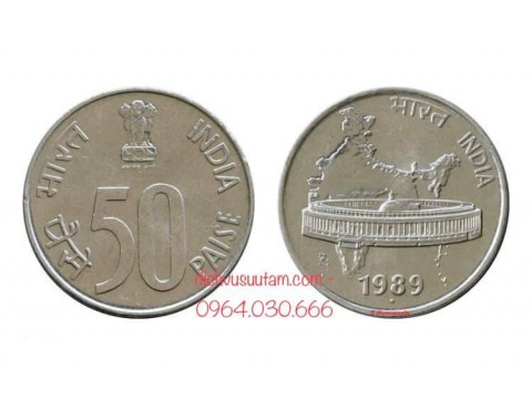Đồng xu Ấn Độ 50 paise thời xưa 22mm