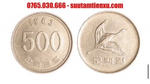 Đồng xu 500 won Hàn Quốc con sếu 26,5mm