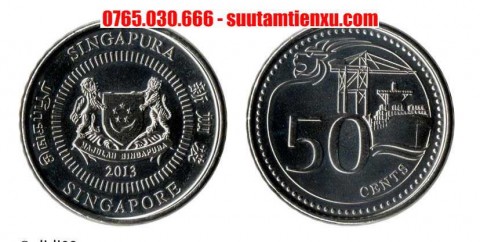 Xu 50 cents Singapore phiên bản mới 23mm