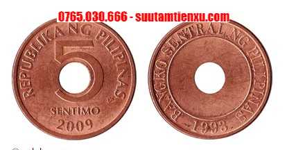 Xu 5 sentimo Philippines, đồng xu may mắn của người Philippines 15,5mm