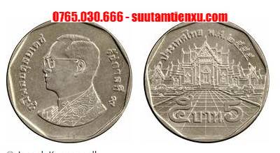 Xu Thái Lan 5 baht vua Rama IX 24mm