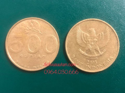 Đồng xu Indonesia 500 rupiah phiên bản cũ 24mm