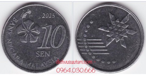 Đồng xu Malaysia 10 sen phiên bản mới 18.8mm