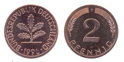 Xu Đức xưa 2 pfennig 19,25mm sưu tầm