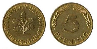 Xu Đức xưa 5 pfennig 18,5mm sưu tầm