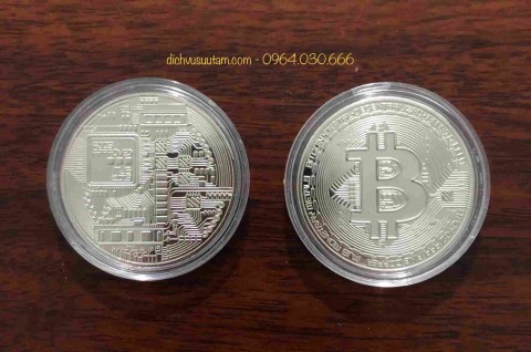 Xu Bitcoin may mắn màu bạc