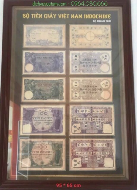 Tranh deco bộ tiền giấy Thành Thái Đông Dương