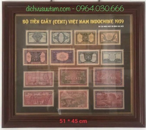 Tranh deco bộ tiền giấy Cent Đông Dương 1939 in tại nhà máy in DEO Hà Nội