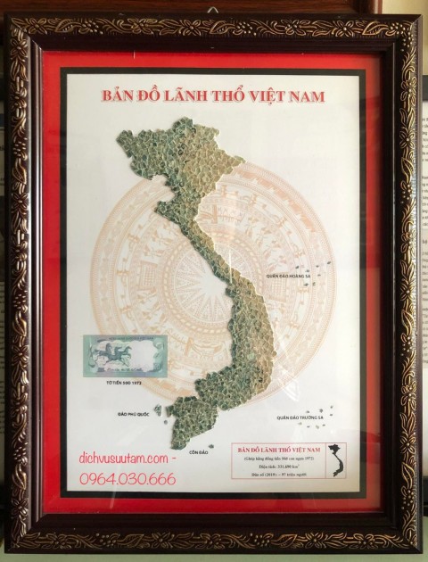 [Bản đồ VN] 50 đồng con ngựa 1972, xé dán thủ công bản đồ Việt Nam