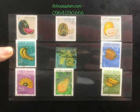 Bìa tem Việt Nam Dân Chủ Cộng Hòa chủ đề các loại quả 9 tem khác nhau
