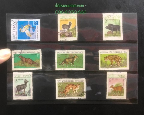 Bìa tem Việt Nam Dân Chủ Cộng Hòa chủ đề các loài động vật trên cạn 9 tem khác nhau