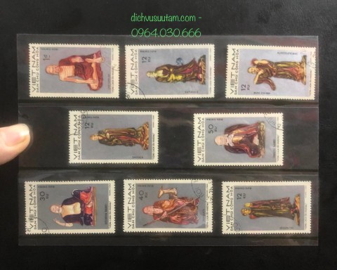 Bìa tem Việt Nam Dân Chủ Cộng Hòa 8 tem khác nhau chủ đề Phật giáo