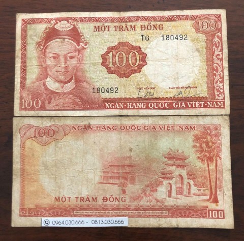 [Bộ tướng 1966] Tờ 100 đồng 1966 cụ Lê Văn Duyệt