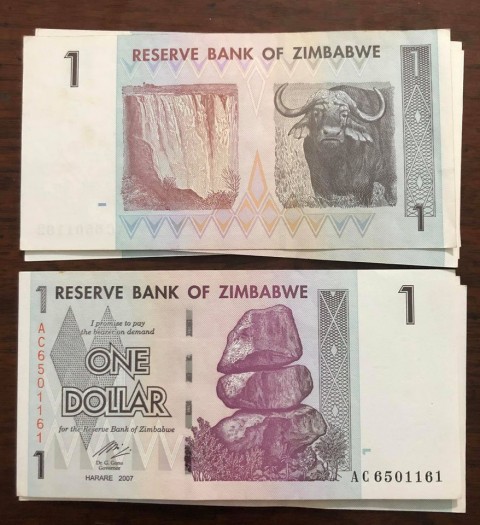 Tiền con Trâu Zimbabwe 1 Dollar  [12 con giáp]